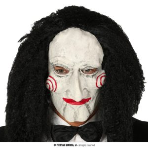 Maschera enigmista marionetta con capelli in lattice