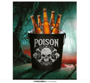 Secchio in metallo con scritta poison