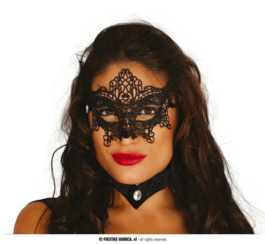 Maschera domino in pizzo farfalla nera