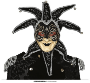 Maschera veneziana nera con campanelli