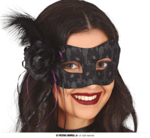 Maschera nera con piuma