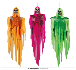 Scheletro di halloween appeso colorato cm 160 con luce