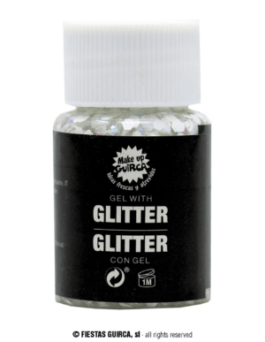 Barattolo glitter in gel bianco 20gr make up trucco
