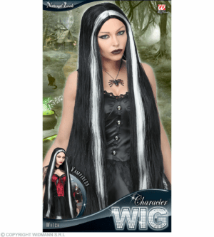 Parrucca da vampiro mortisia lunga dritta da strega