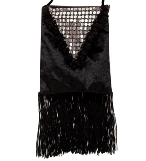 Borsetta nera retro in velluto e paillettes