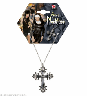Collana croce nera con strass