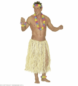 Gonna hawaiana in rafia color paglia 78 Cm