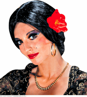 Parrucca spagnola Carmen con fiore