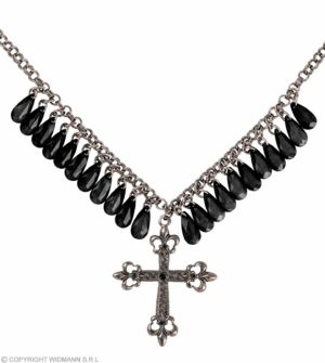 Collana con croce gotica e gocce di giove