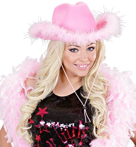 Cappello Cowgirl Rosa con rifinitura in marabou