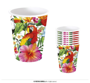 6 Bicchieri carta Pappagallo Hawaii