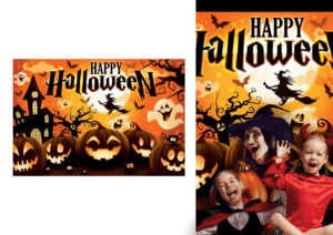 Banner di zucca realizzato in poliestere, 220x150 cm perfetto per Halloween