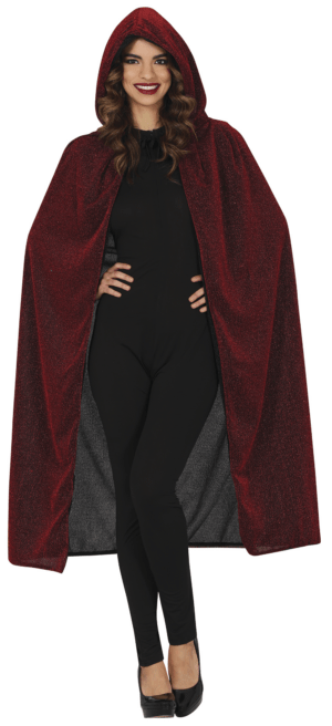 Mantello rosso vivo con cappuccio 120 cm