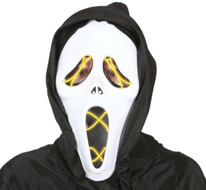Maschera assassino con cappuccio e luce, pvc