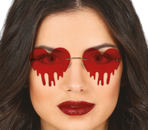 Occhiali di Halloween Cuore con gocce di sangue