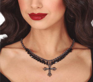 Collana croce con pietre nere