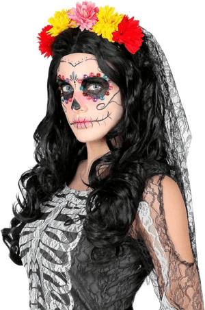 Velo con fiori dia de los muertos