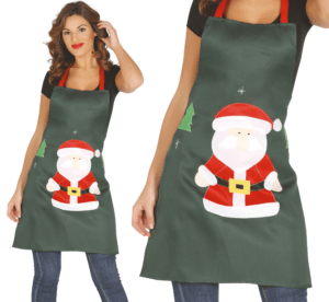 Grembiule verde decorazione babbo natale 85cm