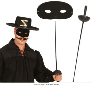 Set mascherina e spada fioretto Zorro