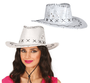 Cappello da Cowboy con Paillettes Argento