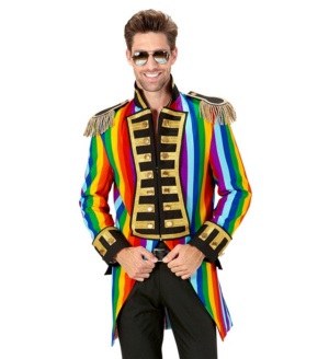 Frac da sfilata in costume, arcobaleno, CSD, direttore di circo, uniforme da guardia, clown, showmen, carnevale