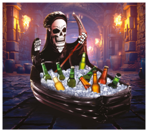 Feretro morte porta bevande gonfiabile 100x35 cm