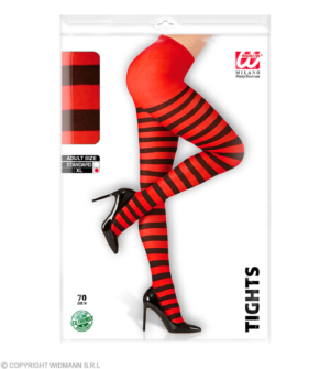 Collant rigati rosso e nero 70 den