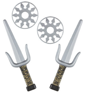 Set armi ninja coppia di sai e 2 shuriken