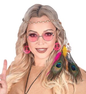 Fascia per testa con piume indiana multicolore