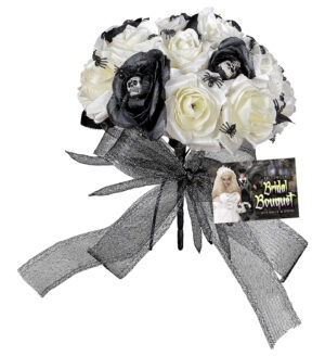 Bouquet sposa halloween con teschi e ragni