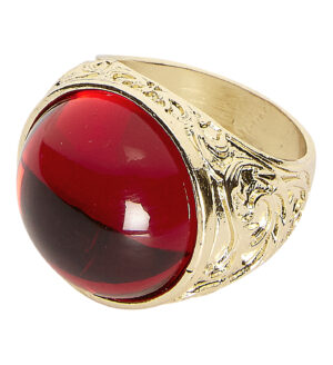 Anello oro con gemma rossa