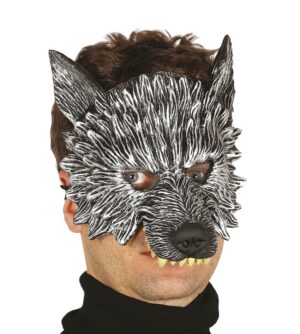 Maschera mezzo viso da lupo mannaro in schiuma di lattice