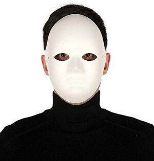 Maschera bianca viso medio in cartapesta