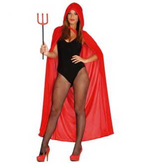 Mantello velluto rosso con cappuccio cm 130