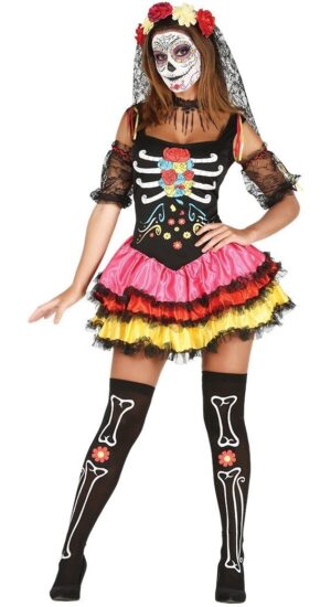 Vestito da scheletro messicano donna