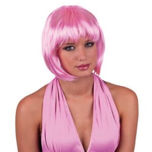 Parrucca caschetto rosa