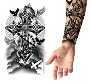 Tatuaggi efemeri divinità croce colobo 14X30CM
