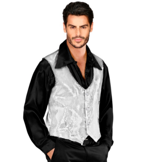 Gilet in paillettes argento