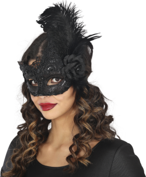 Maschera Nera con Piume