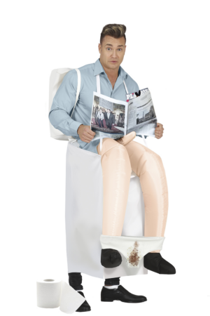 Costume gonfiabile da uomo seduto sul water