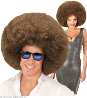 Parrucca afro castana sovradimensionata