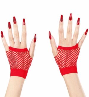 Guanti a rete senza dita rossi