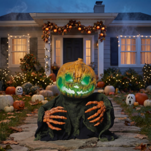 Zucca mostruosa di Halloween da 50 cm Suono, Luce e Movimento