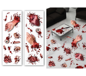 2 fogli adesivi organi amplificati 25 x 70 cm Decorazione da parete, porta e finestra per Halloween