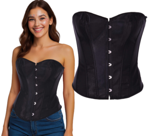 Corsetto Nero Top per Costume da Principessa o Marchesa Ideale per Halloween, Oktoberfest