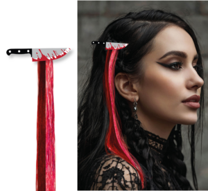 Fermaglio Coltello Ciuffo nero e rosso