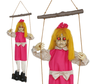 Bambina Animatronica su altalena, luce suono e mov. 105 cm