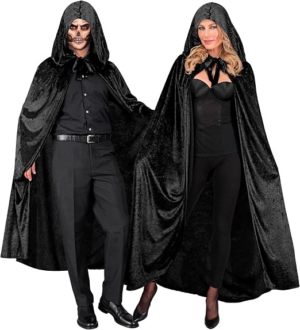 241319003 Mantello con cappuccio in velluto nero 140 cm